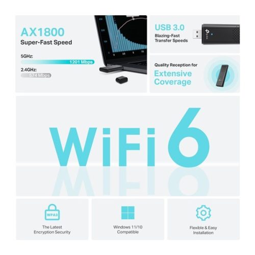 TP-Link Archer TX20U AX1800 kétsávos vezeték nélküli Wi-Fi 6 fekete USB adapter