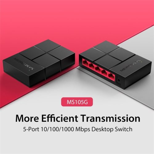 Mercusys MS105G 5 portos 10/100/1000Mbps nem menedzselhető fekete asztali switch