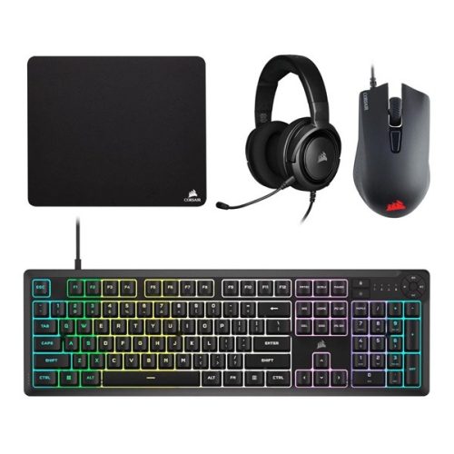 Corsair CH-9226F65-NA 4in1 vezetékes fekete gamer billentyűzet + egér + fejhallgató + egérpad