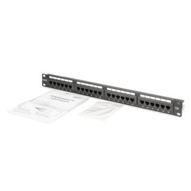   DIGITUS DN-91624U-CR 19" 1U 24port Cat.6 kompakt fekete árnyékolatlan Patch Panel