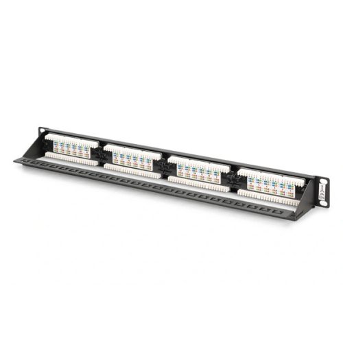 DIGITUS DN-91624U-CR 19" 1U 24port Cat.6 kompakt fekete árnyékolatlan Patch Panel