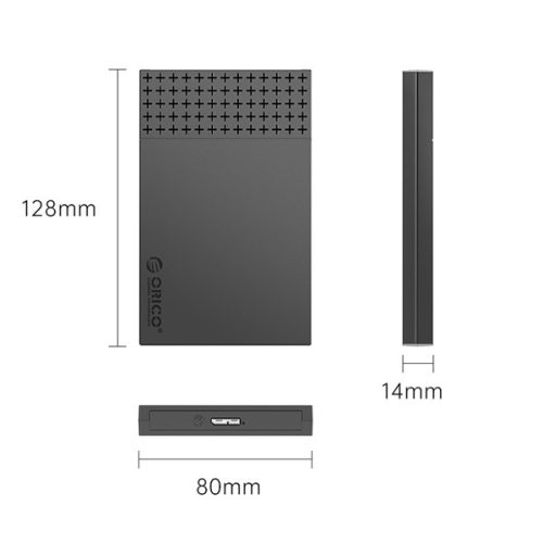 Orico Külső HDD/SSD Ház 2.5" - 2526U3-V1-BK (USB-A 3.0, Max. 7-9,5 mm, Max.: 6TB, fekete)