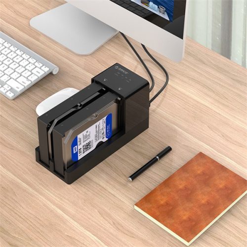 Orico HDD/SSD Dokkoló - 3.5" SATA HDD Duplicator (2x 2,5"/3,5" HDD/SSD -> USB-A, Max.: 16TB, fekete)