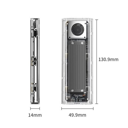 Orico Külső M.2 ház - TCM2-G20-S (USB-A -> M.2 NVMe(M-key; B&M Key), Max.: 4TB, 20 Gbps, szürke)