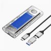 Orico Külső M.2 ház - ORICO-TCM2-U4-BL-BP (USB-C 4 -> M.2 NVMe, Max.: 8TB, 40 Gbps, kék)