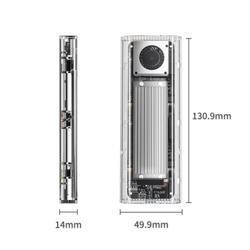 Orico Külső M.2 ház - ORICO-TCM2-U4-SV-BP (USB-C 4 -> M.2 NVMe, Max.: 8TB, 40 Gbps, szürke)