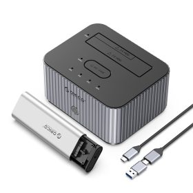   Orico M.2 SSD/HDD Dokkoló - IT28E-C-EU (M.2 NVMe + 2,5"/3,5" HDD -> USB-A/C, Klón funkció, Max.: 10Gbps, szürke)