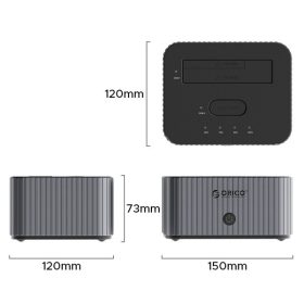   Orico M.2 SSD/HDD Dokkoló - IT28E-C-EU (M.2 NVMe + 2,5"/3,5" HDD -> USB-A/C, Klón funkció, Max.: 10Gbps, szürke)