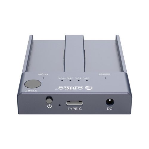 Orico M.2 SSD Dokkoló - M2P2-C3-C-EU (2xM.2 NVMe -> USB-A/C, Max.: 2TB, Offline Klón funkció, Max.: 10Gbps, szürke)