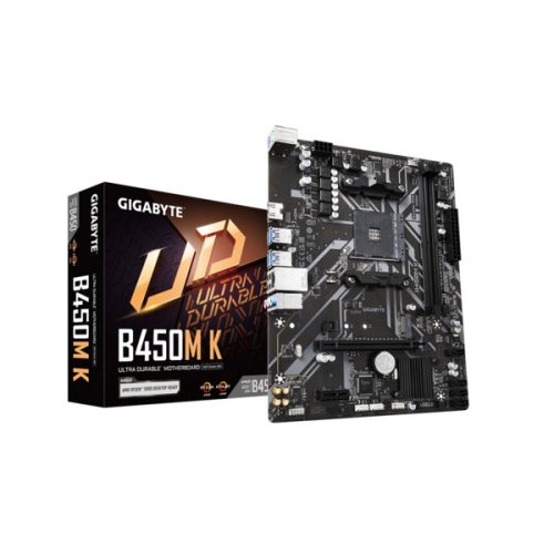 Gigabyte Alaplap - AMD B450M K AM4 (B450, 2xDDR4 2933MHz, PCI-E, RAID, 4xSATA3, M.2, 6xUSB2.0, 6xUSB3.1)