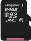 Kingston 64GB microSD kártya C10/U1/UHS-I SDCS/64GB