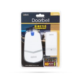   Delight digitális elem- és vezetéknélküli csengő, 20 dallam, kinetic/AC, Fehér