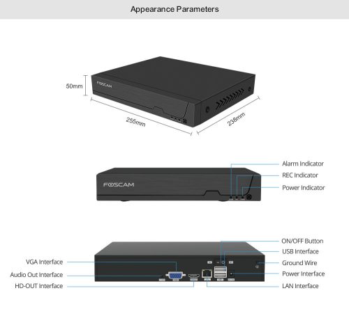 Foscam FNA108H - 8 csatornás 8MP hálózati rögzítő