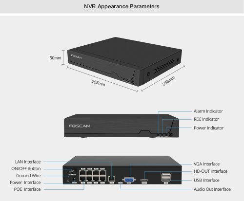 Foscam FN9108E-B4-2T 5MP kamera rendszer