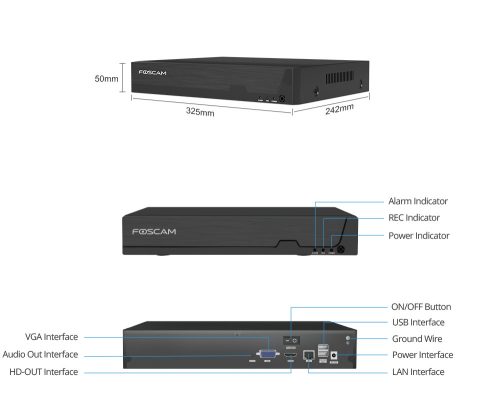 Foscam FNA216H - 16 csatornás 8MP hálózati rögzítő