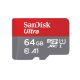SanDisk Ultra microSD memóriakártya, 64GB, 140 MB/s (SDSQUAB-064G-GN6MA)