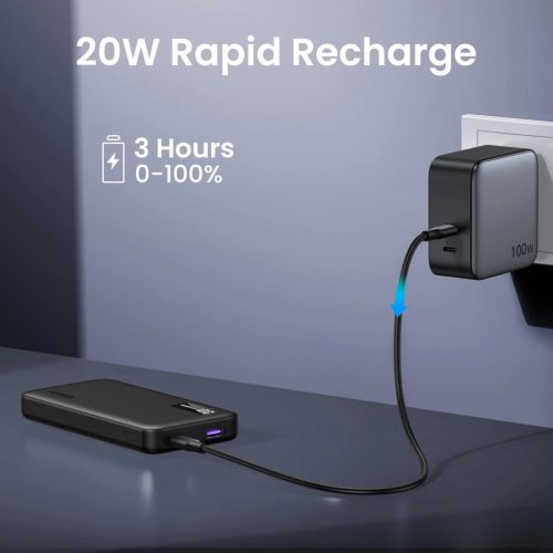 UGREEN 10000mAh kétirányú gyorstöltés powerbank fekete PB311