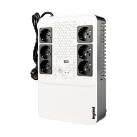   Legrand 310082 KEOR-M 800VA 480W 6x schuko aljzat 1x USB AVR Always-on vonali interaktív standby szünetmentes elosztósor