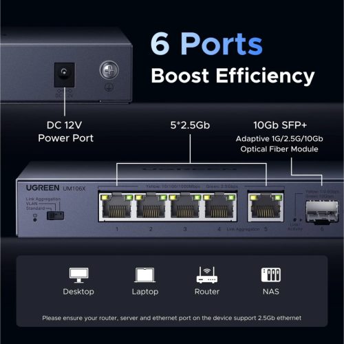 UGREEN 6 portos 2.5 Gigabit Ethernet switch CM753
