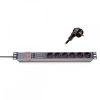 KELINE 620P06 19"" 1U 6x250V Schuko aljzat túlfeszültségvédelemmel 2,3m elosztósor