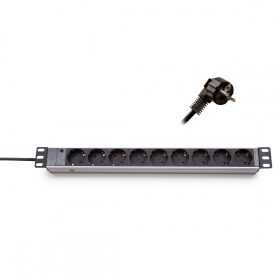   KELINE 620S09 19"" 1U 9x250V Schuko aljzat 2,3m kontrol LED-es elosztósor