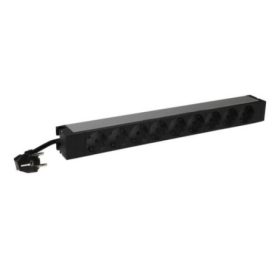   Legrand 646812 19" 1U 16A 230V 9x Schuko aljzat CEE7/7 csatlakozó biztonsági zsaluval 3m elosztósor