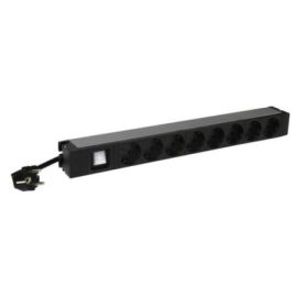   Legrand 646823 19" 1U 16A 230V 8x Schuko aljzat CEE7/7 csatlakozó biztonsági zsaluval 3m kontrol LED-es elosztósor