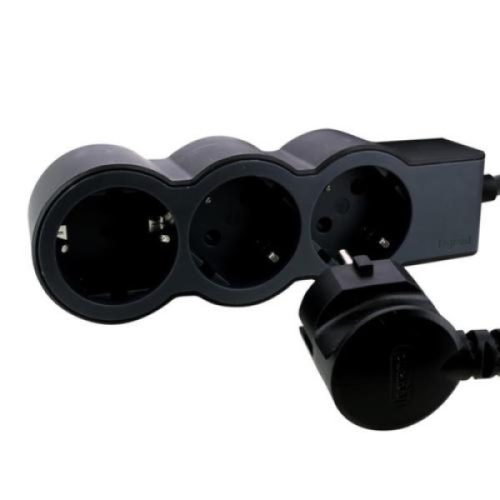 Legrand 694568 3x Schuko 2P+F aljzat 5m vezetékkel fekete elosztósor