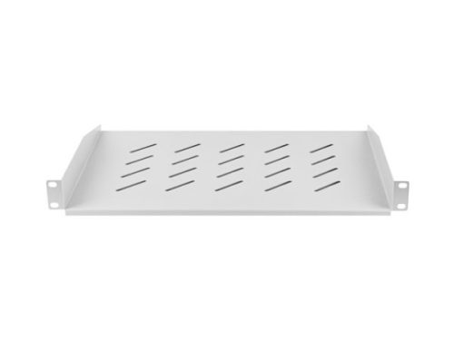 Lanberg AK-1008-S 19" 1U MÉLY:315mm MAX:20kg terhelhetőségű 2 ponton rögzíthető fix szürke rack polc