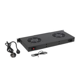   Lanberg AK-1502-B 19" 1U 2x ventilátor + termosztát egység LCD kijelzővel