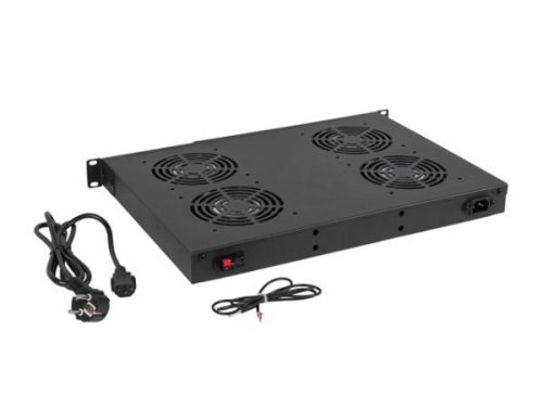 Lanberg AK-1503-B 19" 1U 4x ventilátor + termosztát ventilátor egység LCD kijelzővel