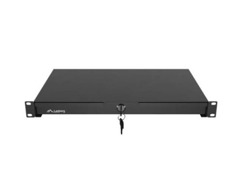 Lanberg AK-2002-B 19" 1U 483x270mm 4x ponton rögzíthető 30kg terhelhetőségű fekete rack fiók