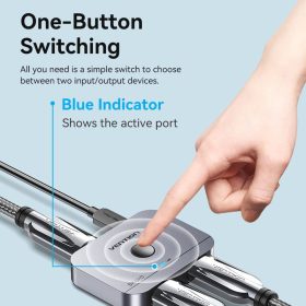 Vention HDMI (8K, 2-Portos kétirányú, szürke) , switcher