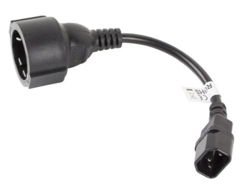 Lanberg CA-C14E-10CC-0018-BK C14 apa - SCHUKO anya átalakító 20cm