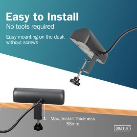   DIGITUS DA-70625 3 aljzatos 2x USB-A 1x USB-C fekete 1,5m asztali elosztó