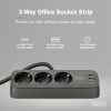DIGITUS DA-70625 3 aljzatos 2x USB-A 1x USB-C fekete 1,5m asztali elosztó