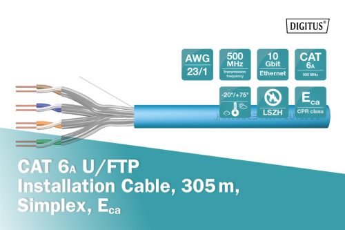 DIGITUS DK-1623-A-VH-305 Cat.6A U/FTP 500MHz LSZH 305m dobozos kék fali kábel
