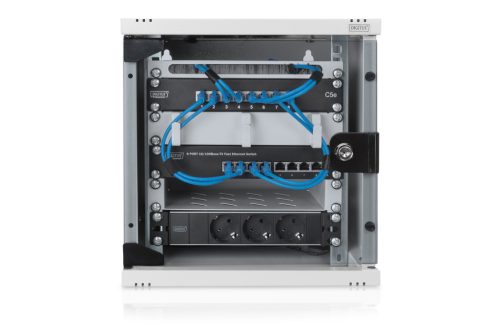 DIGITUS DN-10-05U-1 10" 6U 330x312x300mm üvegajtós szürke fali rack szekrény