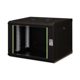   DIGITUS Unique DN-19 07-U-SW 19" 7U 420x600x450mm lapraszerelt üvegajtós fekete fali rack szekrény