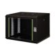 DIGITUS Unique DN-19 07-U-SW 19" 7U 420x600x450mm lapraszerelt üvegajtós fekete fali rack szekrény