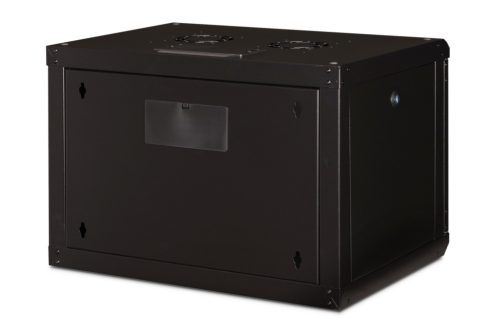DIGITUS Unique DN-19 07-U-SW 19" 7U 420x600x450mm lapraszerelt üvegajtós fekete fali rack szekrény