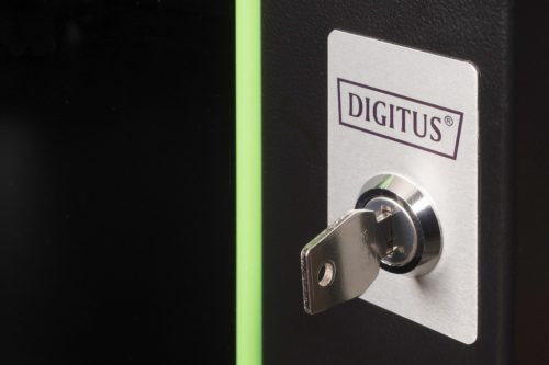 DIGITUS Unique DN-19 07-U-SW 19" 7U 420x600x450mm lapraszerelt üvegajtós fekete fali rack szekrény