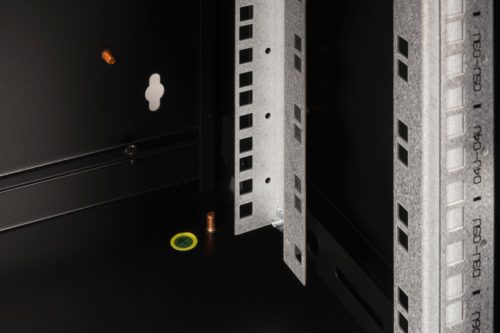 DIGITUS Unique DN-19 07-U-SW 19" 7U 420x600x450mm lapraszerelt üvegajtós fekete fali rack szekrény