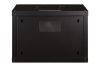 DIGITUS Unique DN-19 07-U-SW 19" 7U 420x600x450mm lapraszerelt üvegajtós fekete fali rack szekrény