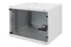 DIGITUS SOHO DN-19 07U-S-1 19" 7U 370x540x400mm lapraszerelt üvegajtós szürke fali rack szekrény