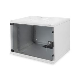   DIGITUS SOHO DN-19 07U-S-1 19" 7U 370x540x400mm lapraszerelt üvegajtós szürke fali rack szekrény