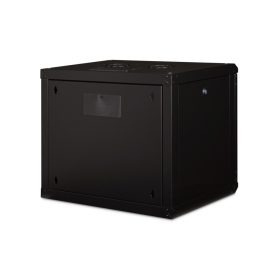   DIGITUS DN-19 09-U-SW Unique 19" 9U 509x600x450mm lapraszerelt üvegajtós fekete Unique fali rack szekrény