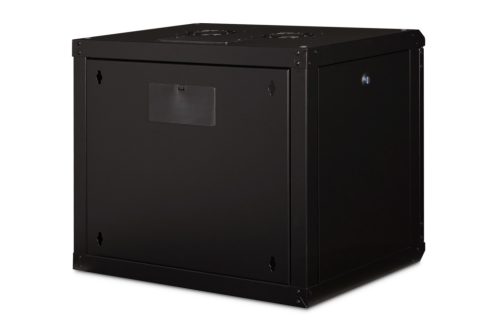 DIGITUS DN-19 09-U-SW Unique 19" 9U 509x600x450mm lapraszerelt üvegajtós fekete Unique fali rack szekrény
