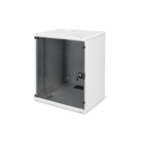   DIGITUS SOHO DN-19 12-U-S-1 19" 12U 595x540x400mm lapraszerelt üvegajtós szürke fali rack szekrény