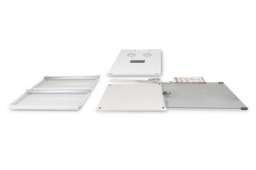 DIGITUS SOHO DN-19 12-U-S-1 19" 12U 595x540x400mm lapraszerelt üvegajtós szürke fali rack szekrény